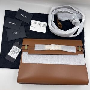 BNWT NEW SAINT LAURENT Manhattan leather Medium Shoulder Bag brown brick